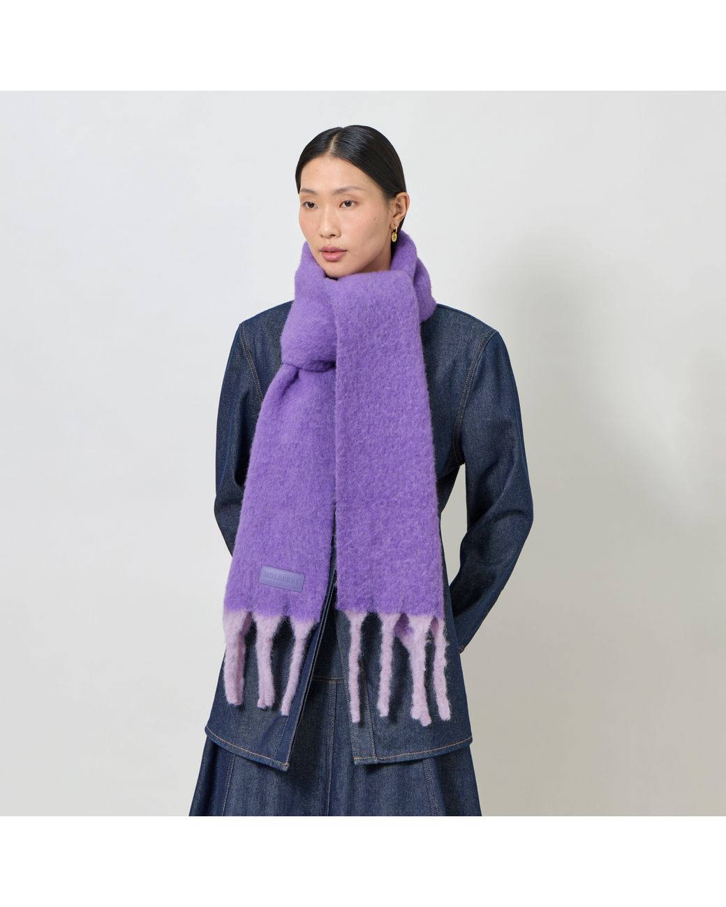 Mulberry Purple Contrast Tassel Alpaca Scarf Amethyst