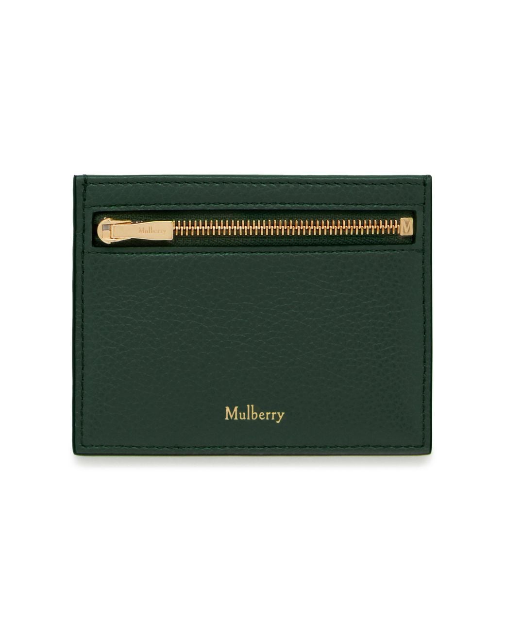 Mulberry Zipped Credit Card Slip In Green Small Classic Grain