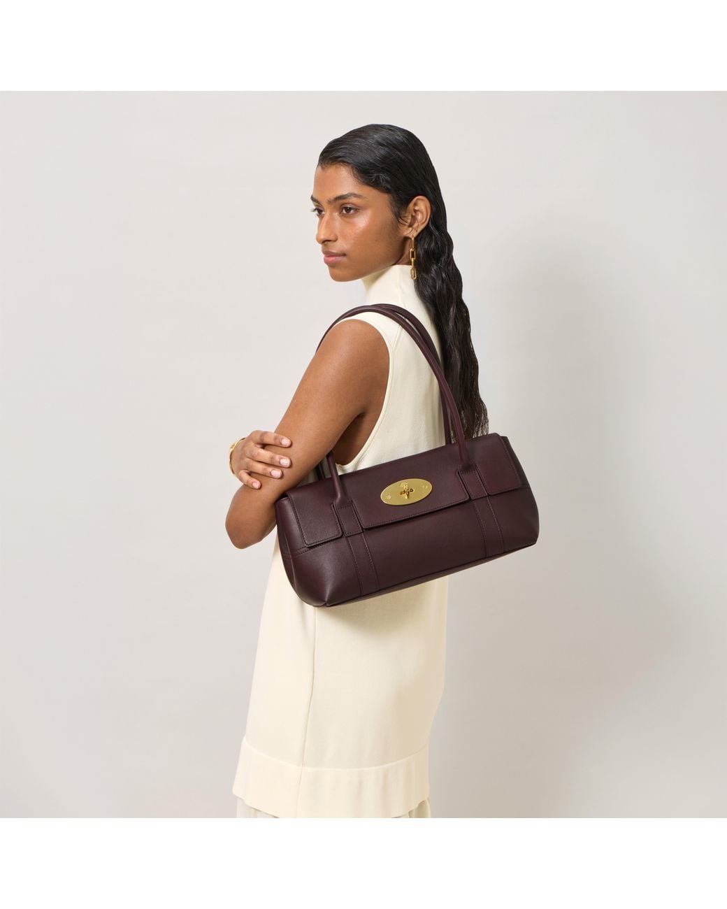 Mulberry Purple Leather East West Bayswater Oxblood