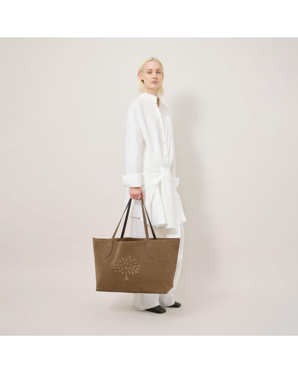 Mulberry Brown Oversized Suede Tree Tote Salcombe Sand