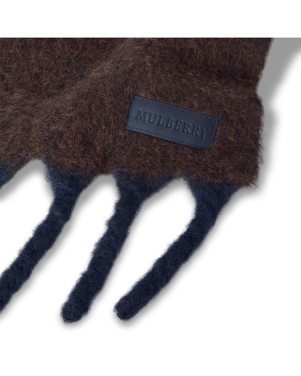 Mulberry Brown Contrast Tassel Alpaca Scarf Ebony