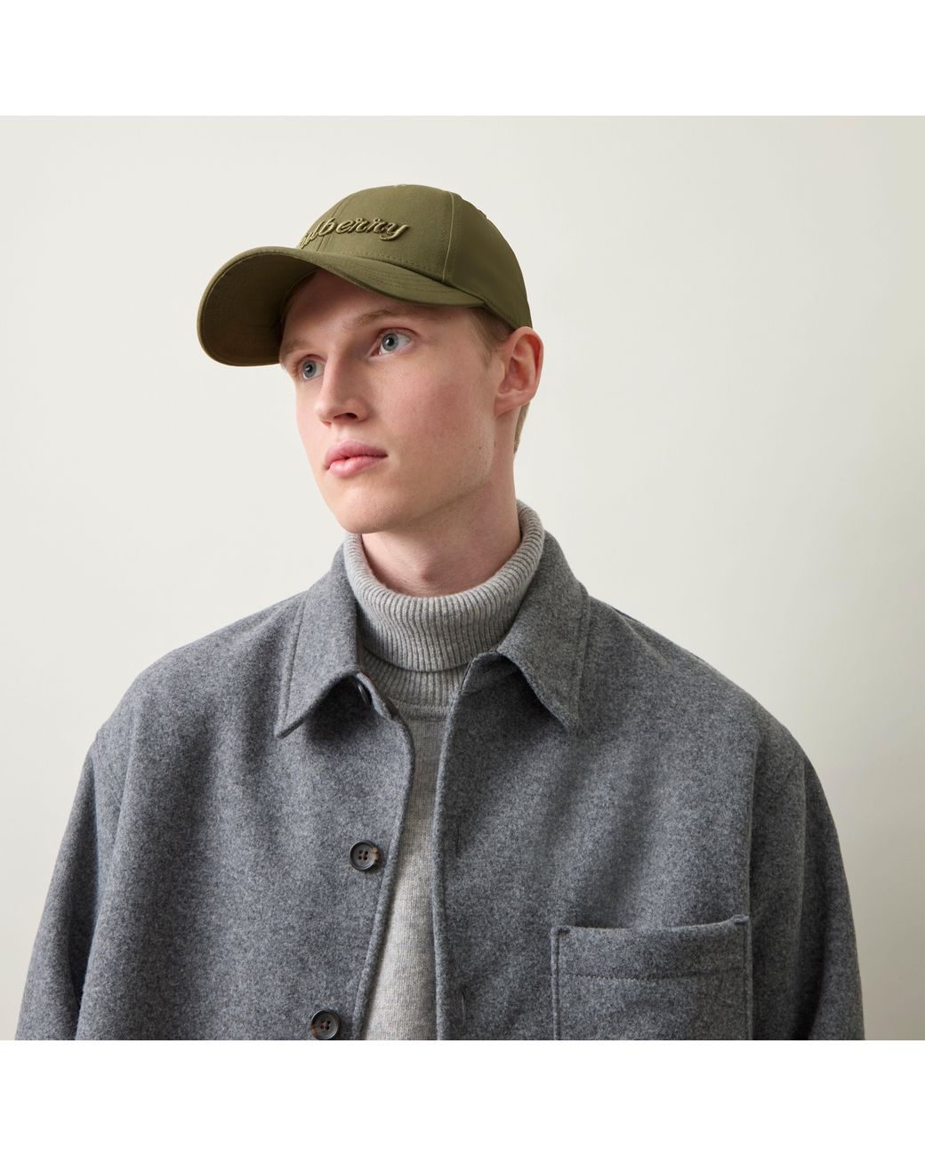 Mulberry Green Logo Embroidered Baseball Cap Linen