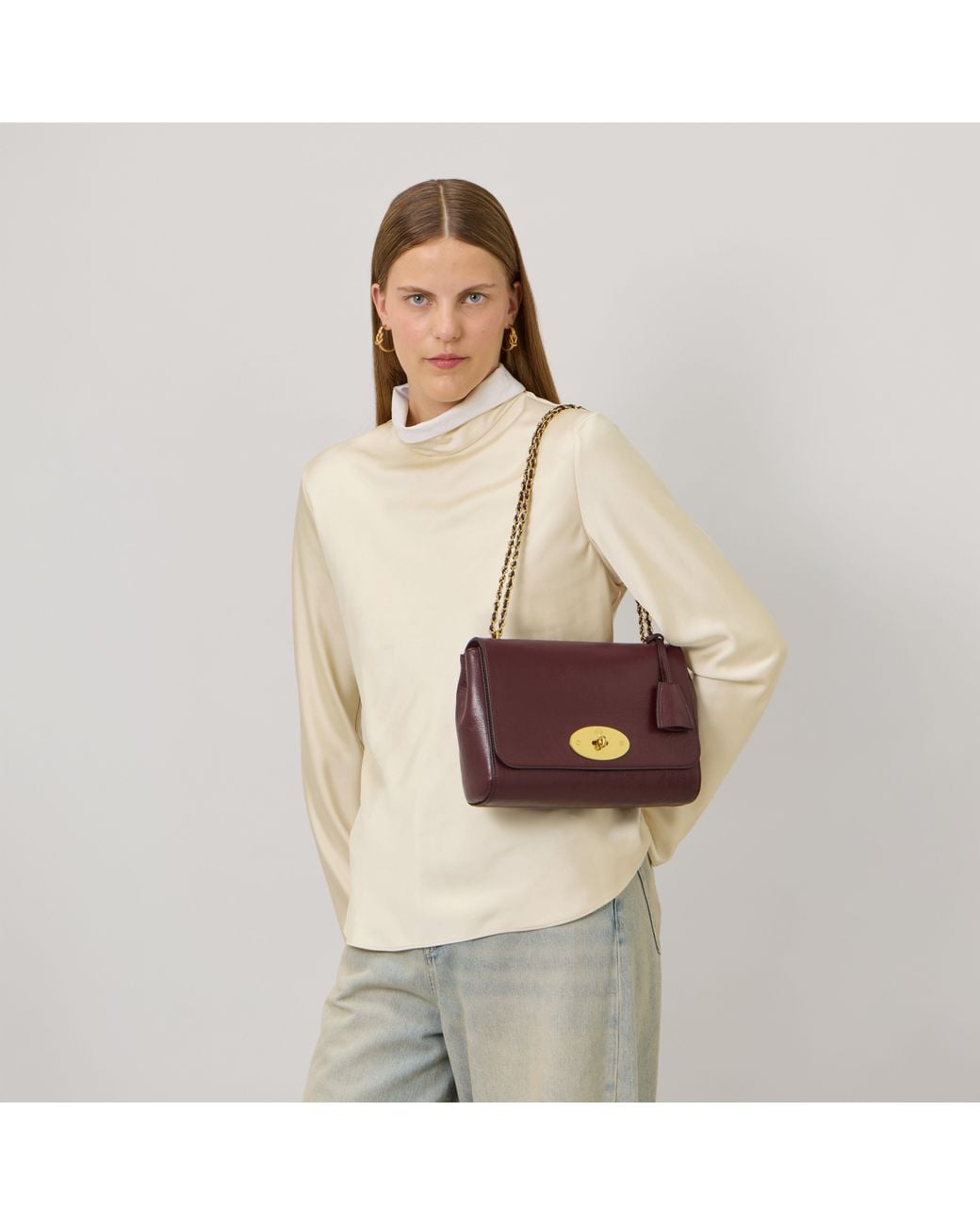 Mulberry Purple Leather Medium Lily Oxblood