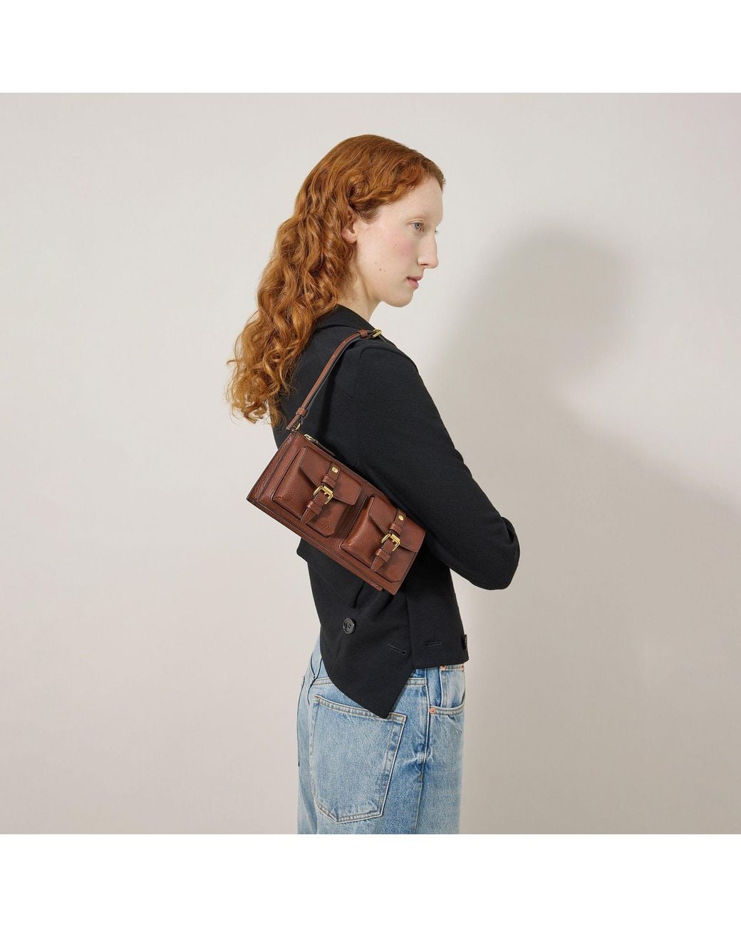Mulberry Brown Mini Roxanne Shoulder Bag Oak
