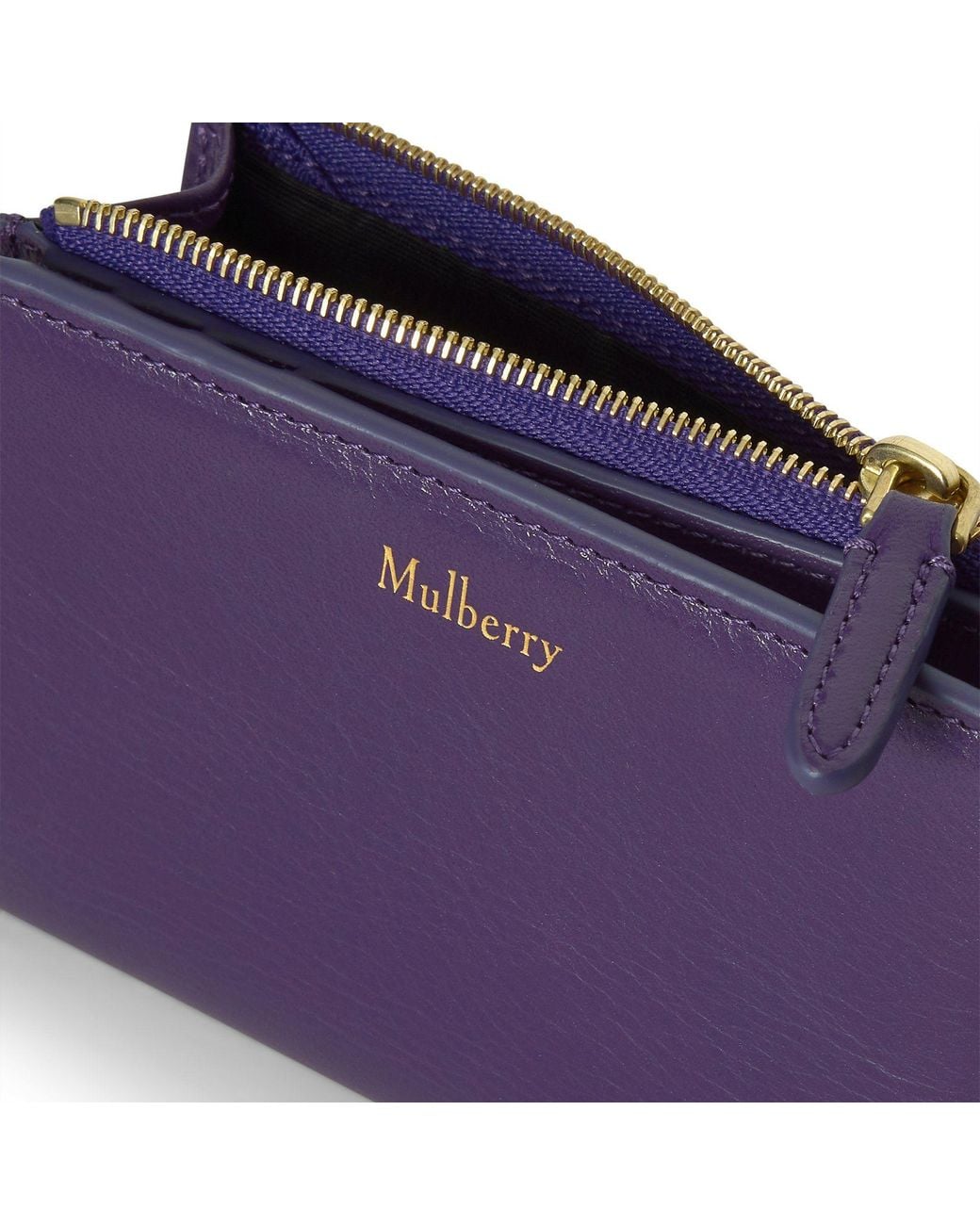 Mulberry Purple Leather Continental Bifold Zipped Wallet Amethyst