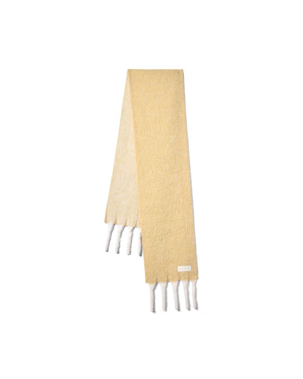 Mulberry Natural Contrast Tassel Alpaca Scarf Butter-Eggshell