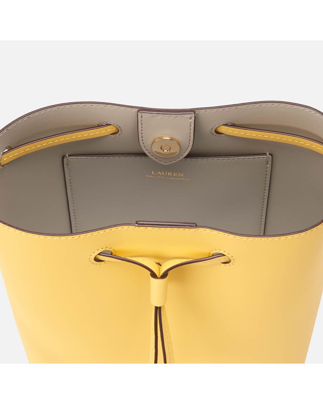 Lauren by Ralph Lauren Super Smooth Leather Debby Drawstring Bag in Yellow  | Lyst