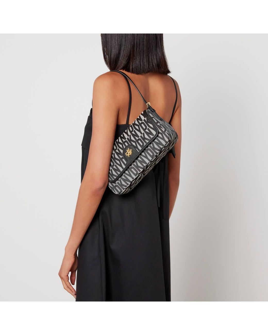 DKNY Carol Logo-jacquard Shoulder Bag in Black | Lyst