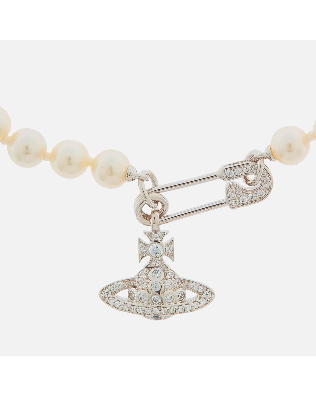 Metallic Vivienne Westwood Broken Pearl Necklace in Silver-Tone Womens Jewellery 