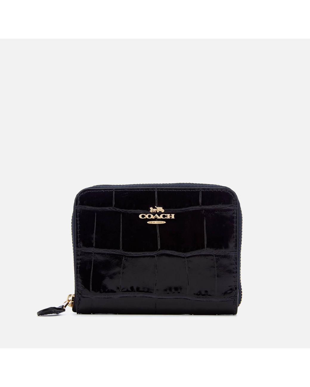 COACH Embossed Croc Small Zip Around Wallet in Black Lyst