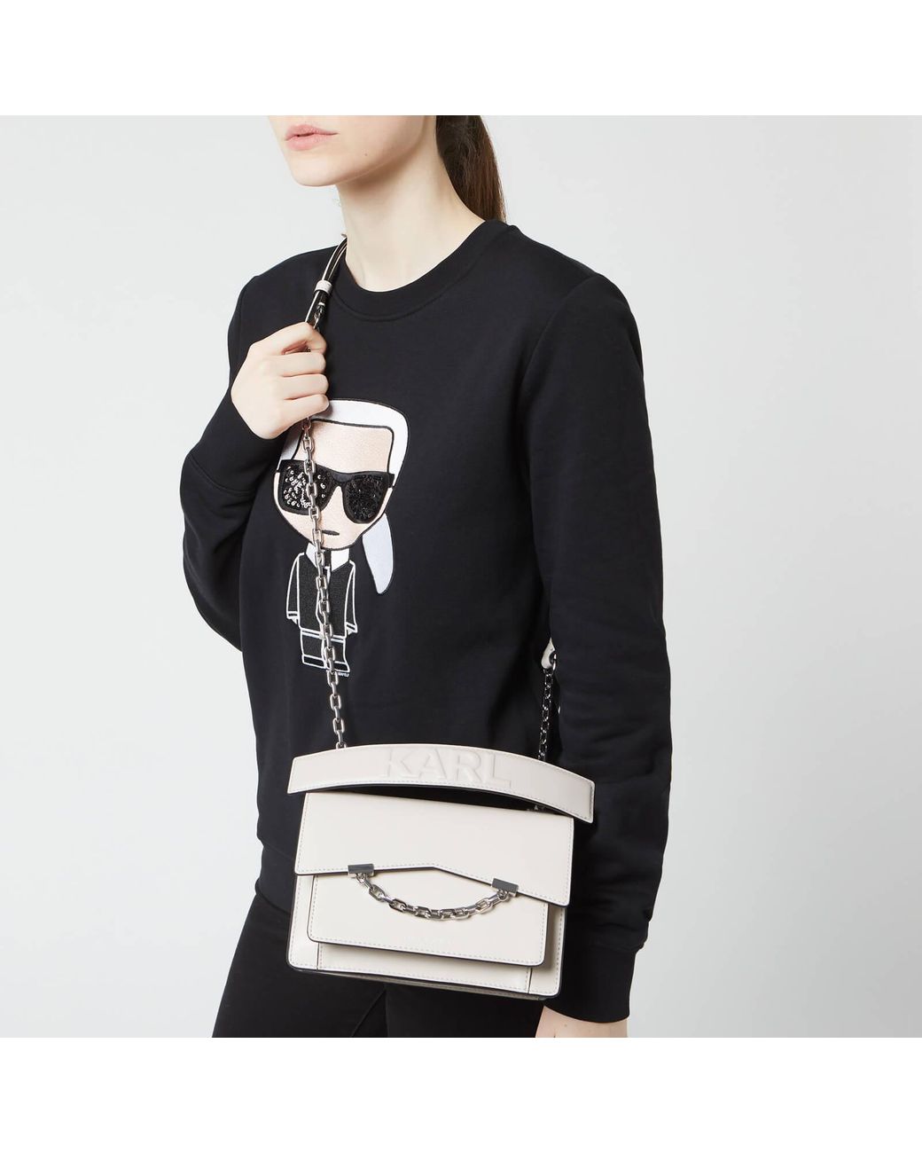 Karl Lagerfeld Seventees Women's K/Bonjour Clutch Bag - Black/White