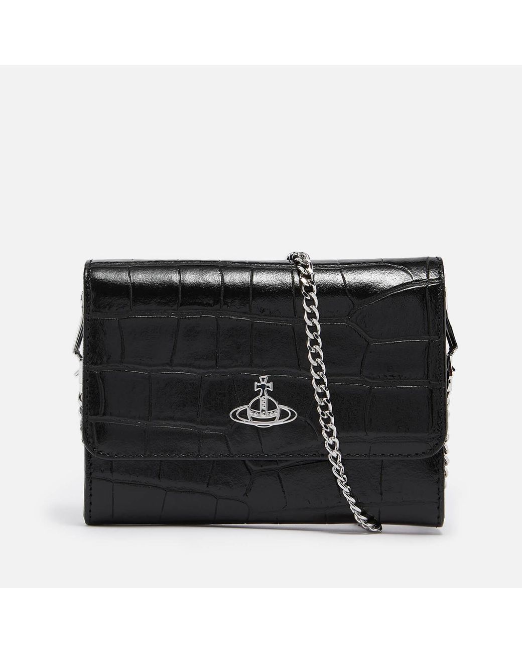 Vivienne Westwood Croceffect Leather Cross Body Bag in Black Lyst Canada