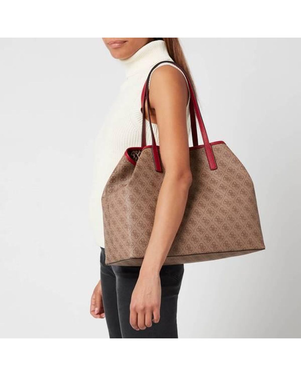 Guess Vikky Large Tote Bag in Brown | Lyst Australia