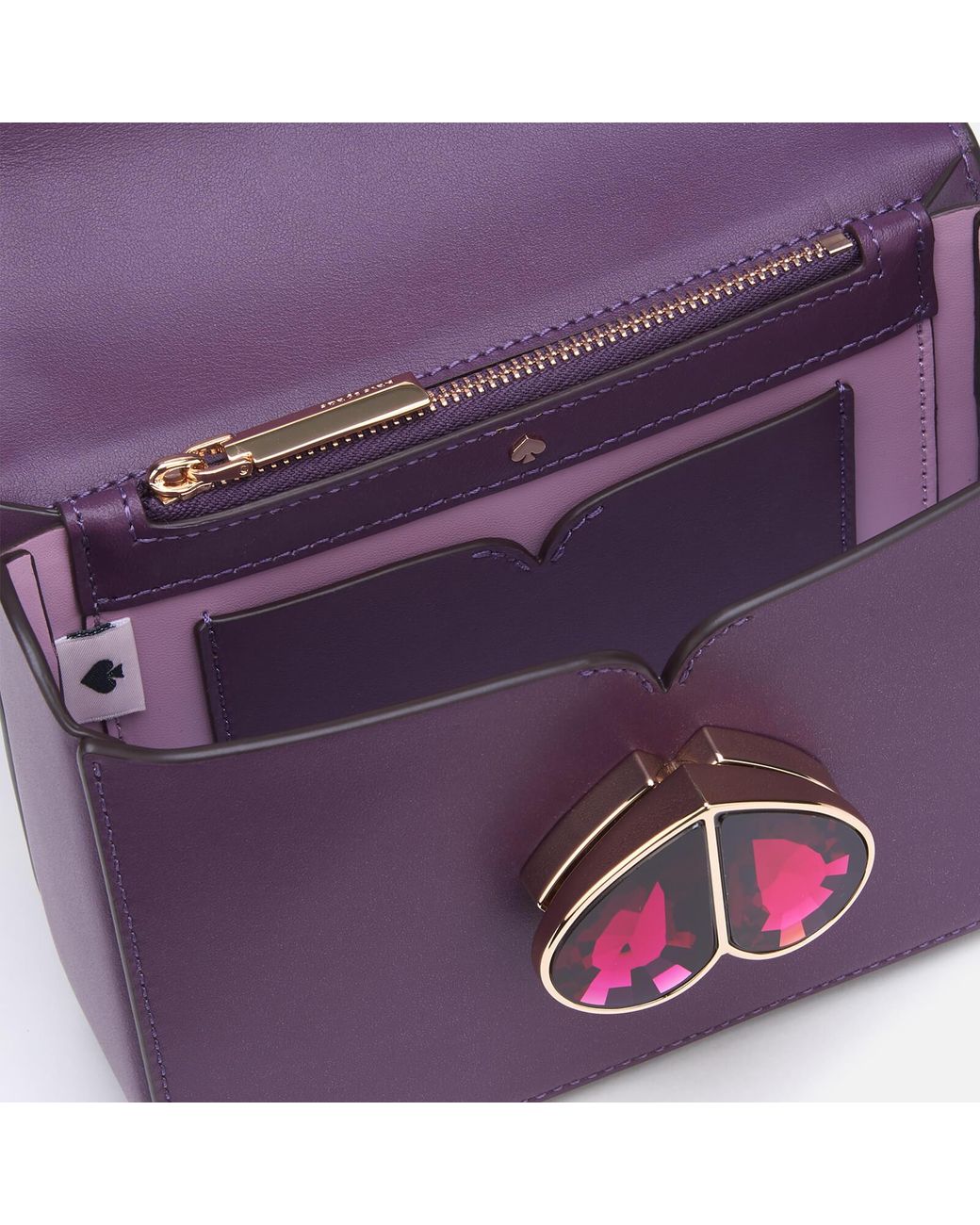 Kate Spade Small Nicola Twistlock Glitter Leather Lilac Purple