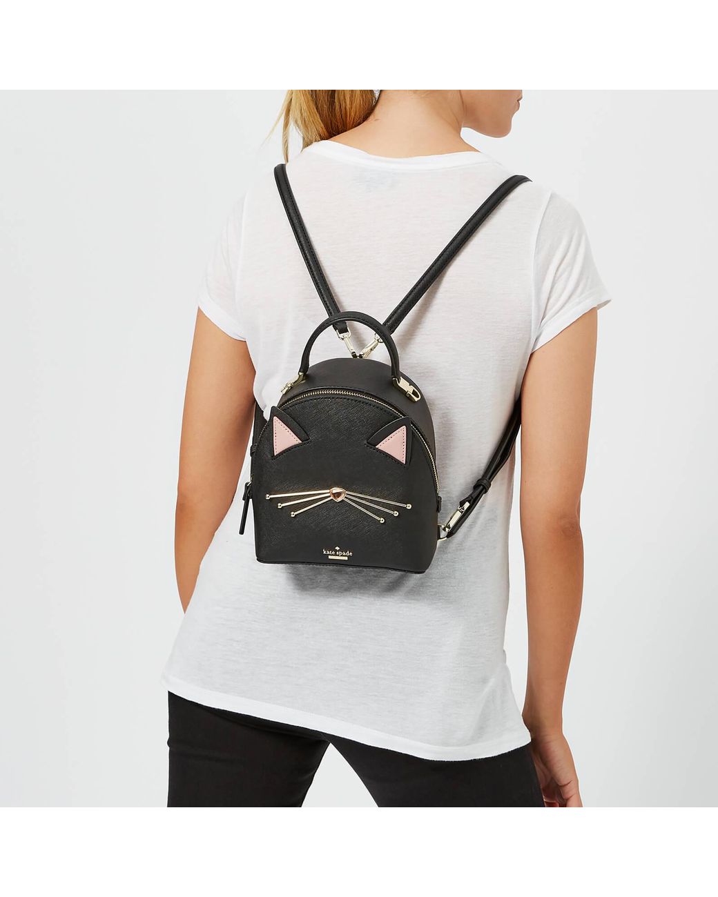 Kate Spade Cats Meow - Binx Leather Backpack in Black | Lyst Australia