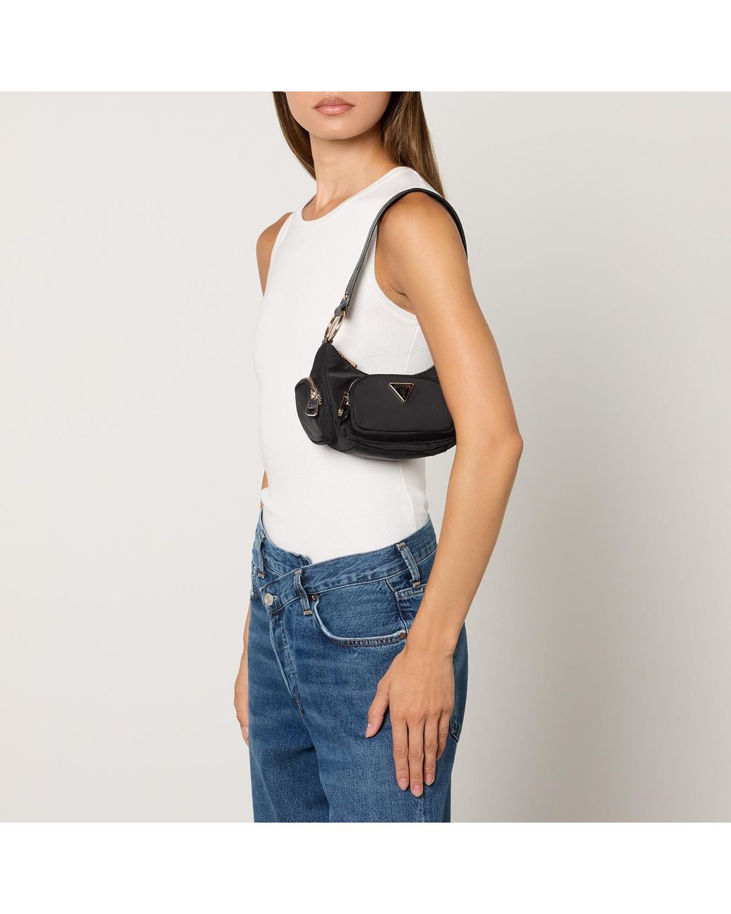 Guess Eco Gemma Mini Shell Shoulder Bag in Black | Lyst