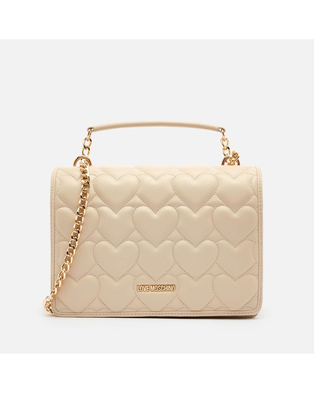 Love Moschino Heart Quilt Shoulder Bag in Natural | Lyst