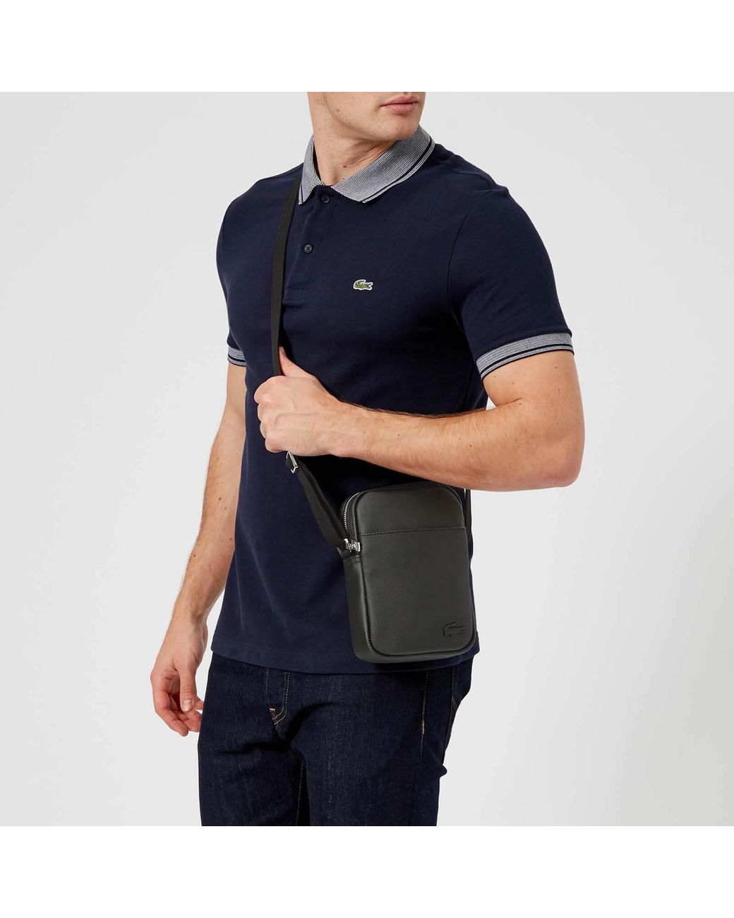 Lacoste Slim Vertical Camera Bag in Black for Men