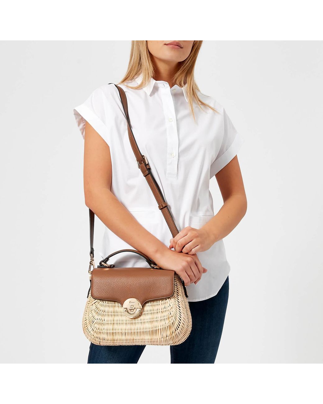 Dune Wicker Bag With Leather Flap in Brown Lyst Canada