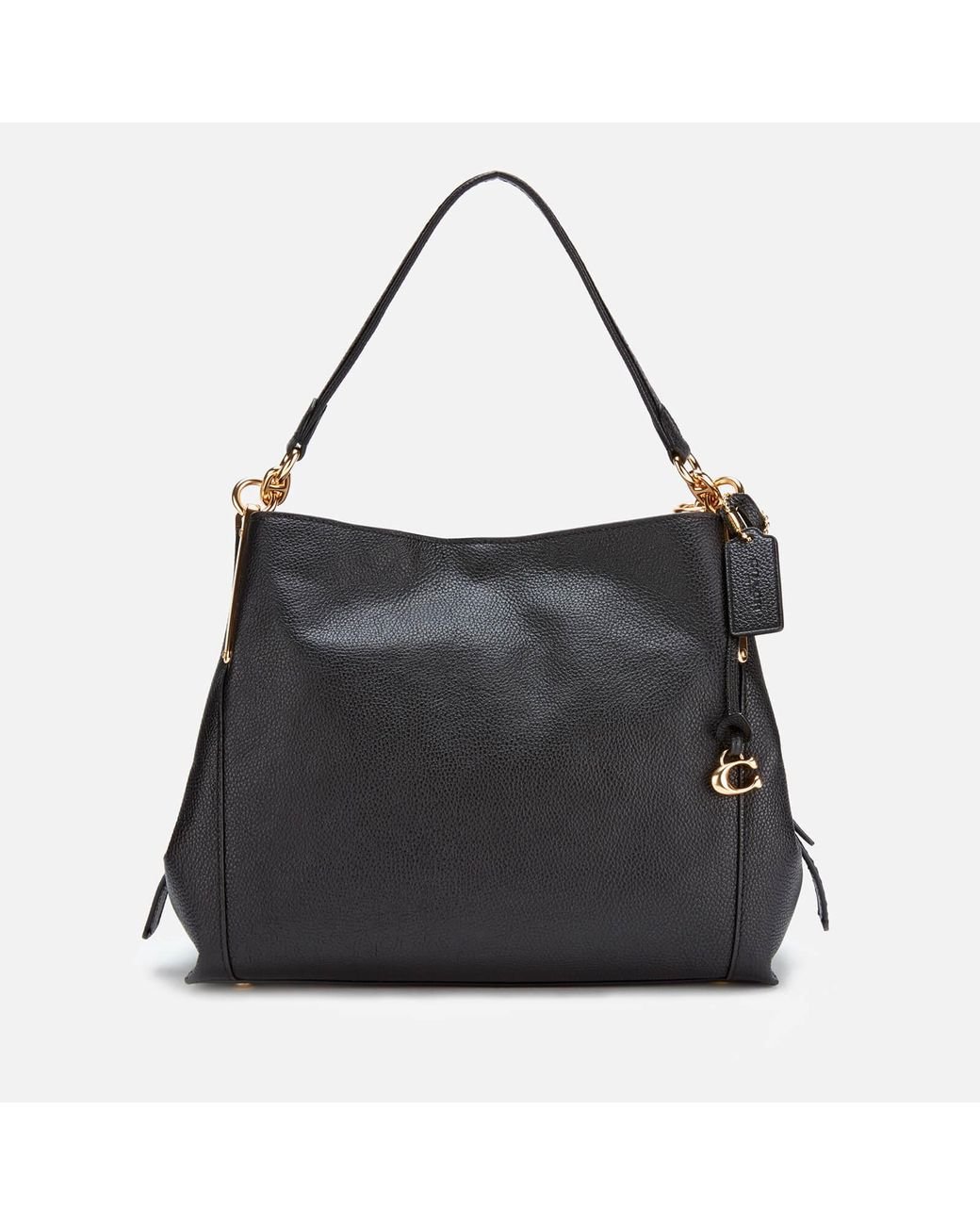 COACH Polished Pebble Leather Dalton 28 Shoulder Bag in Black Lyst