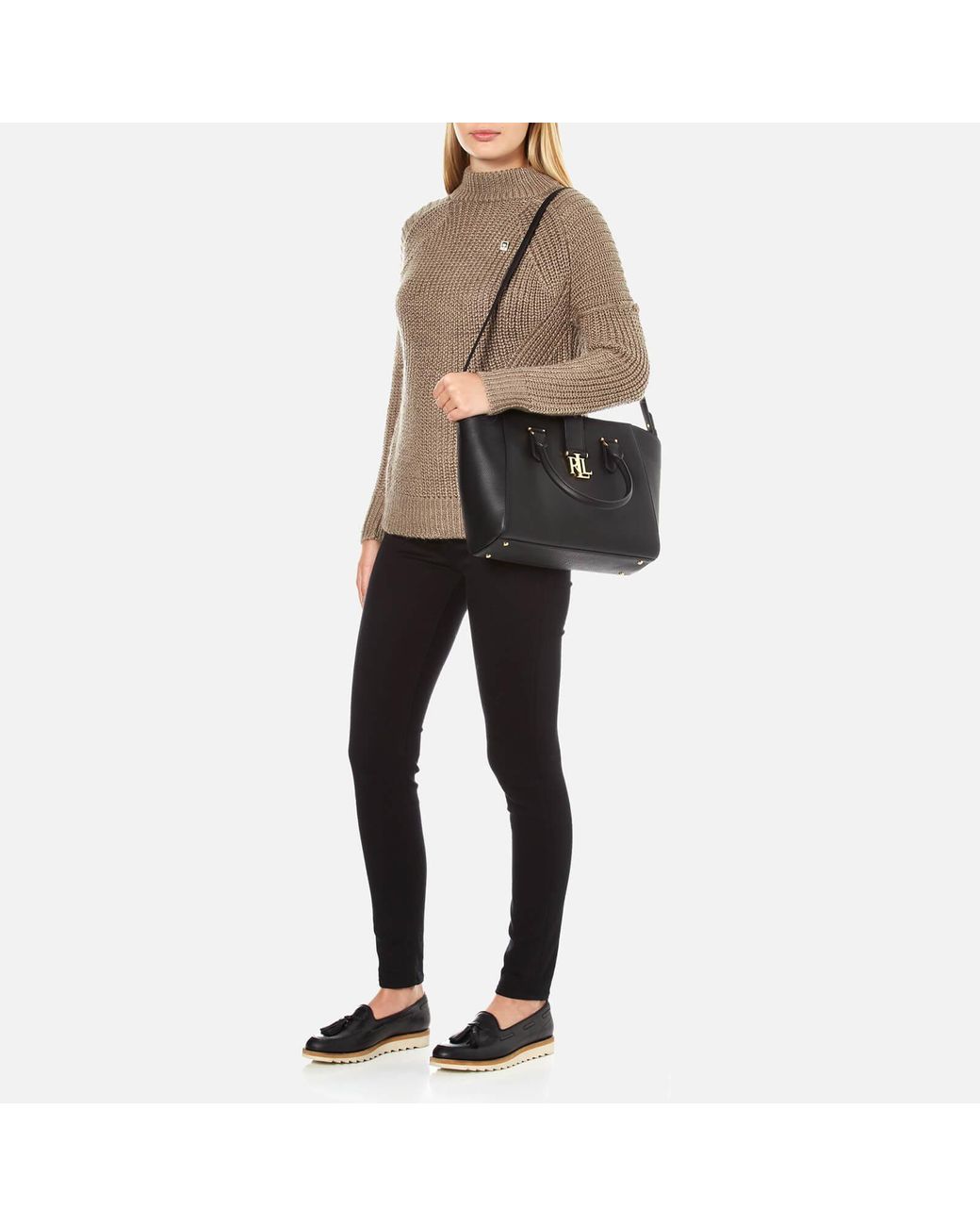Lauren by Ralph Lauren Carrington Bethany Shopper Bag in Black | Lyst