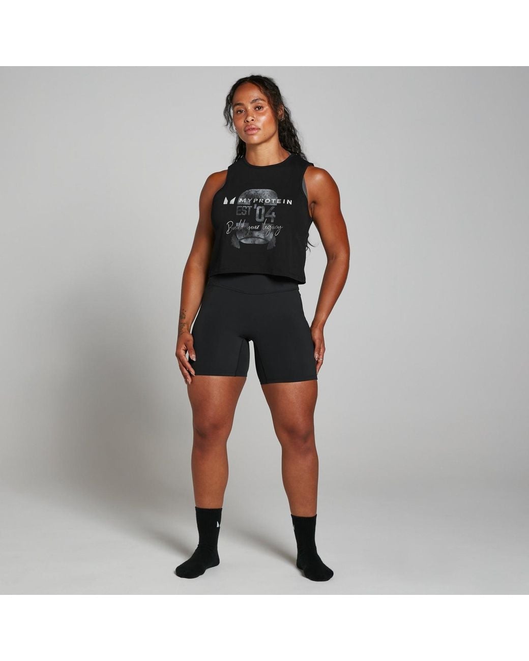 Mp Origin Graphic Crop Vest Washed Black