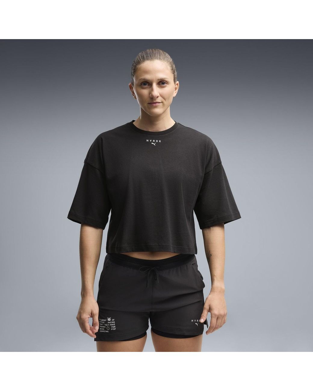 PUMA Black X Hyrox Cropped Lifestyle Tee