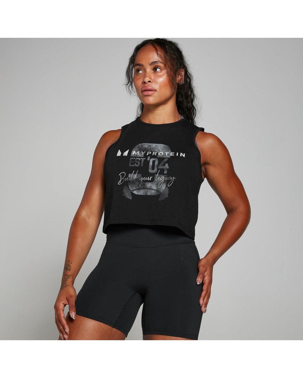 Mp Origin Graphic Crop Vest Washed Black