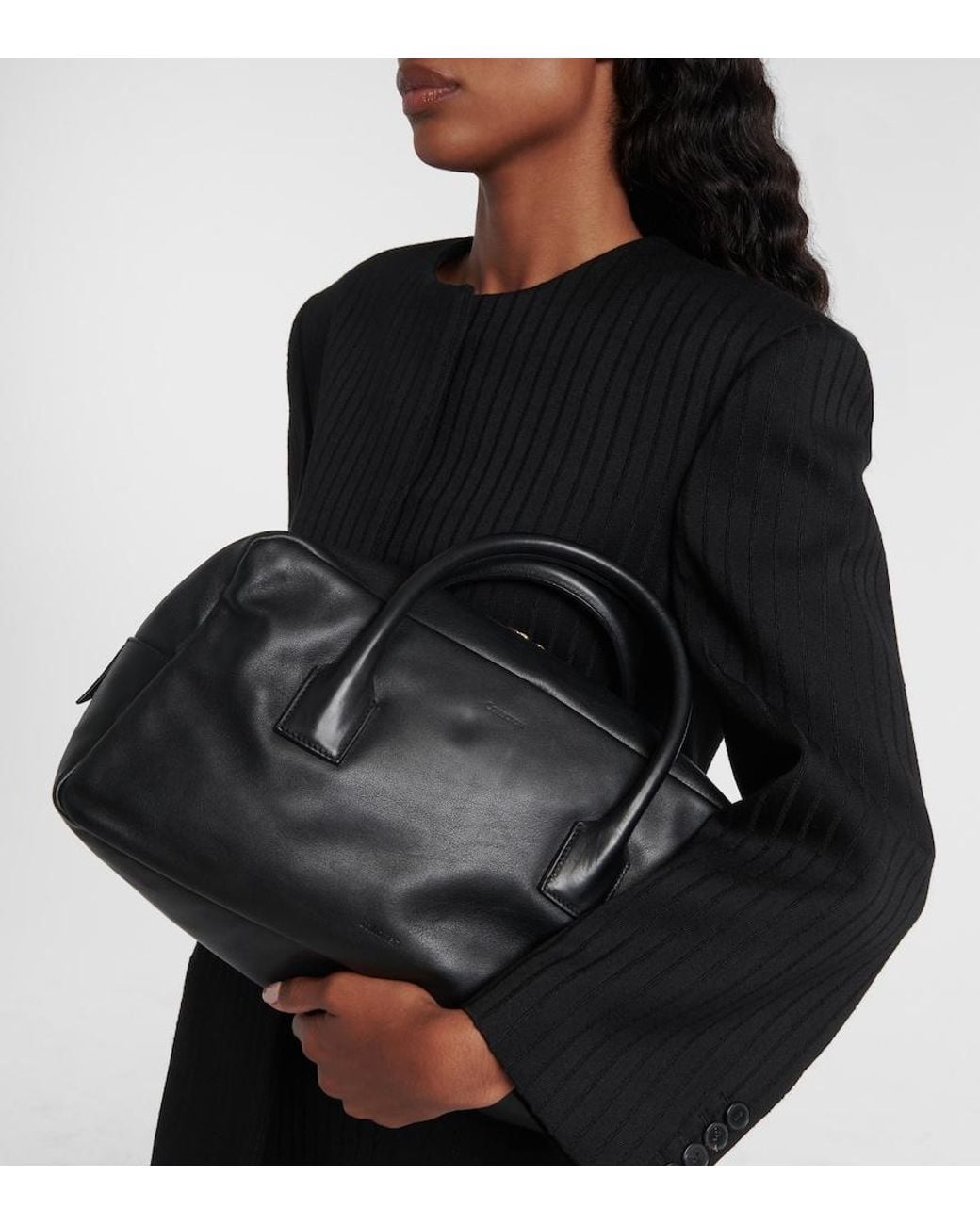 Calvin Klein Black America Medium Leather Tote Bag