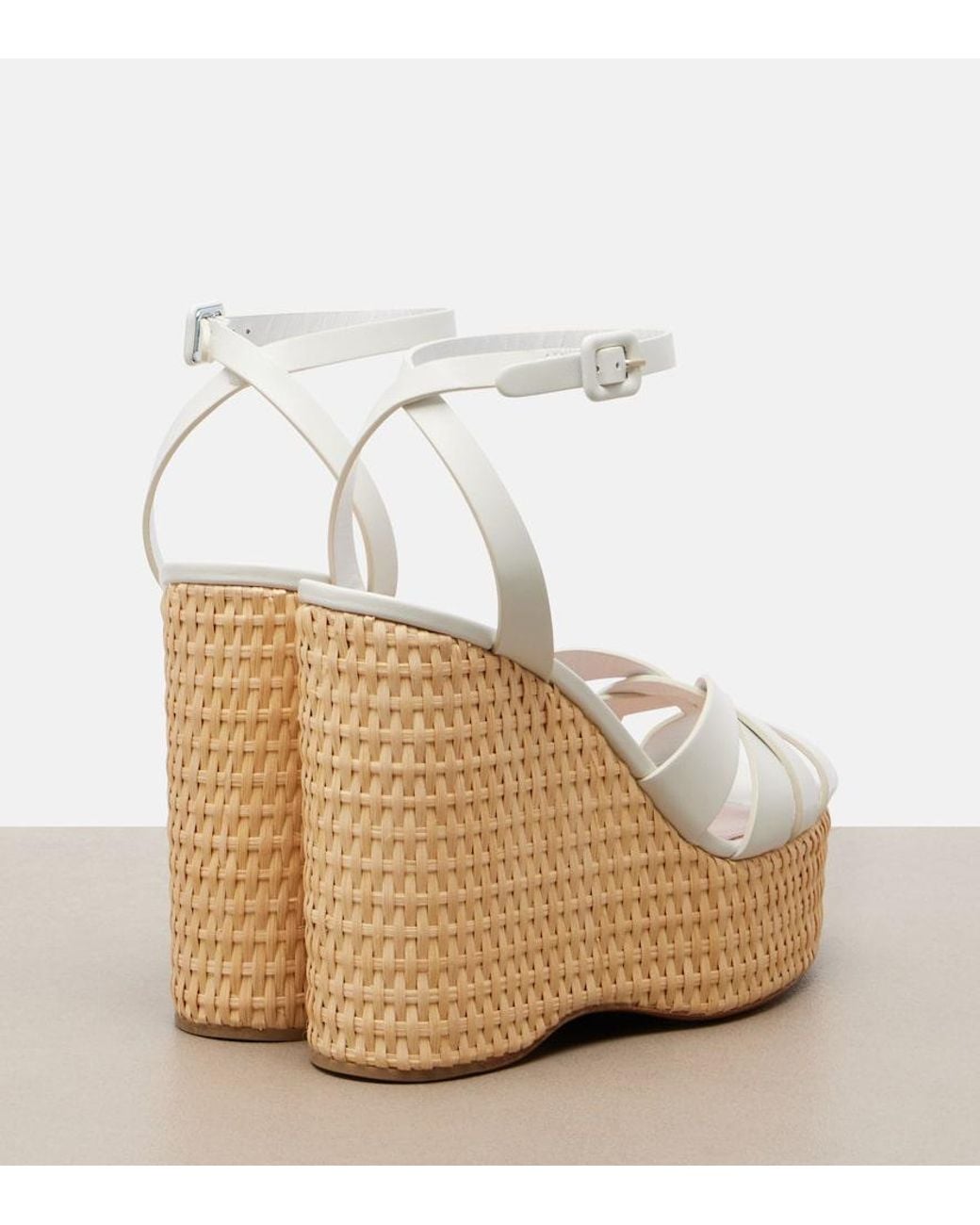 Aquazzura White Copacabana Leather Wedge Sandals