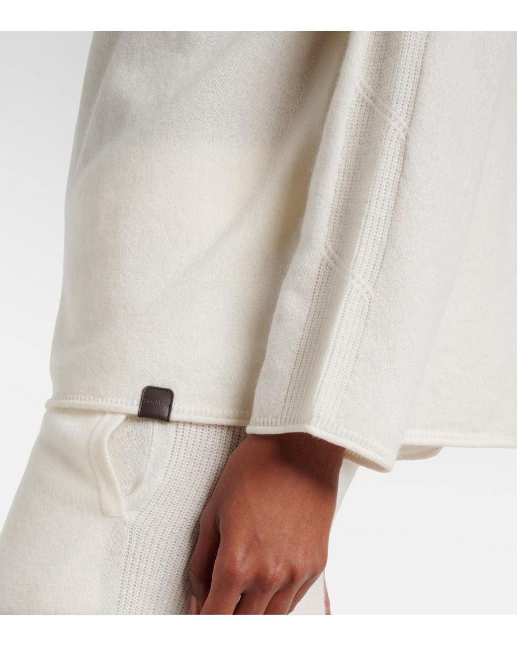 Max Mara White Mantide Cashmere Turtleneck Sweater