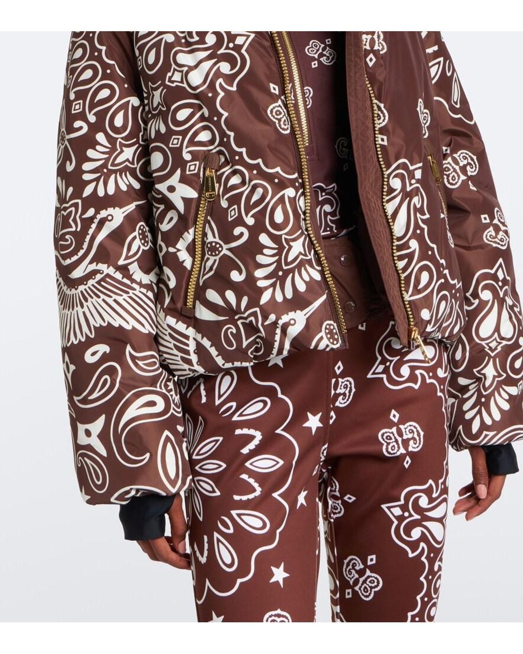 Goldbergh Brown Kyoko Hooded Printed Ski Jacket