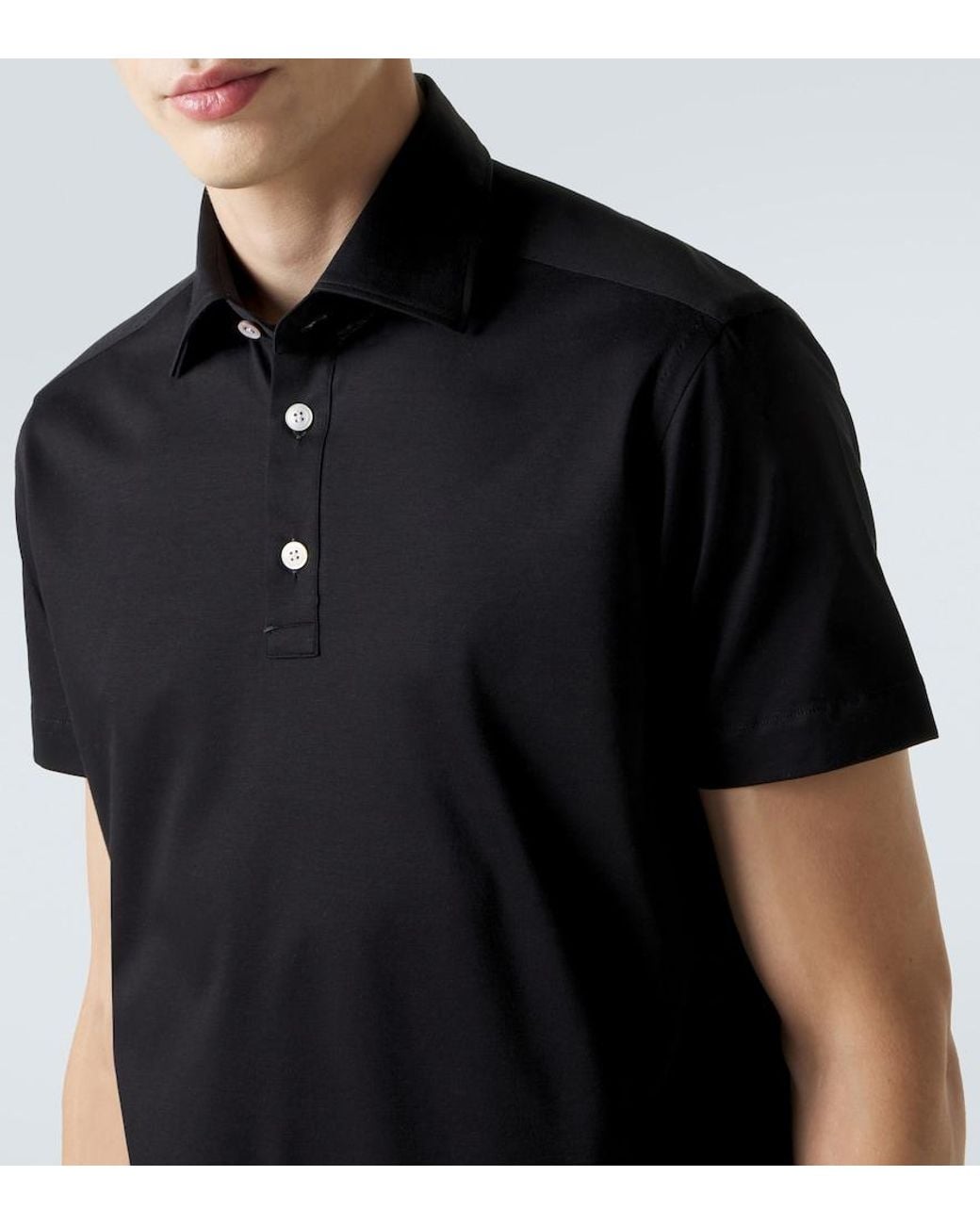 Kiton Black Cotton Polo Shirt for men
