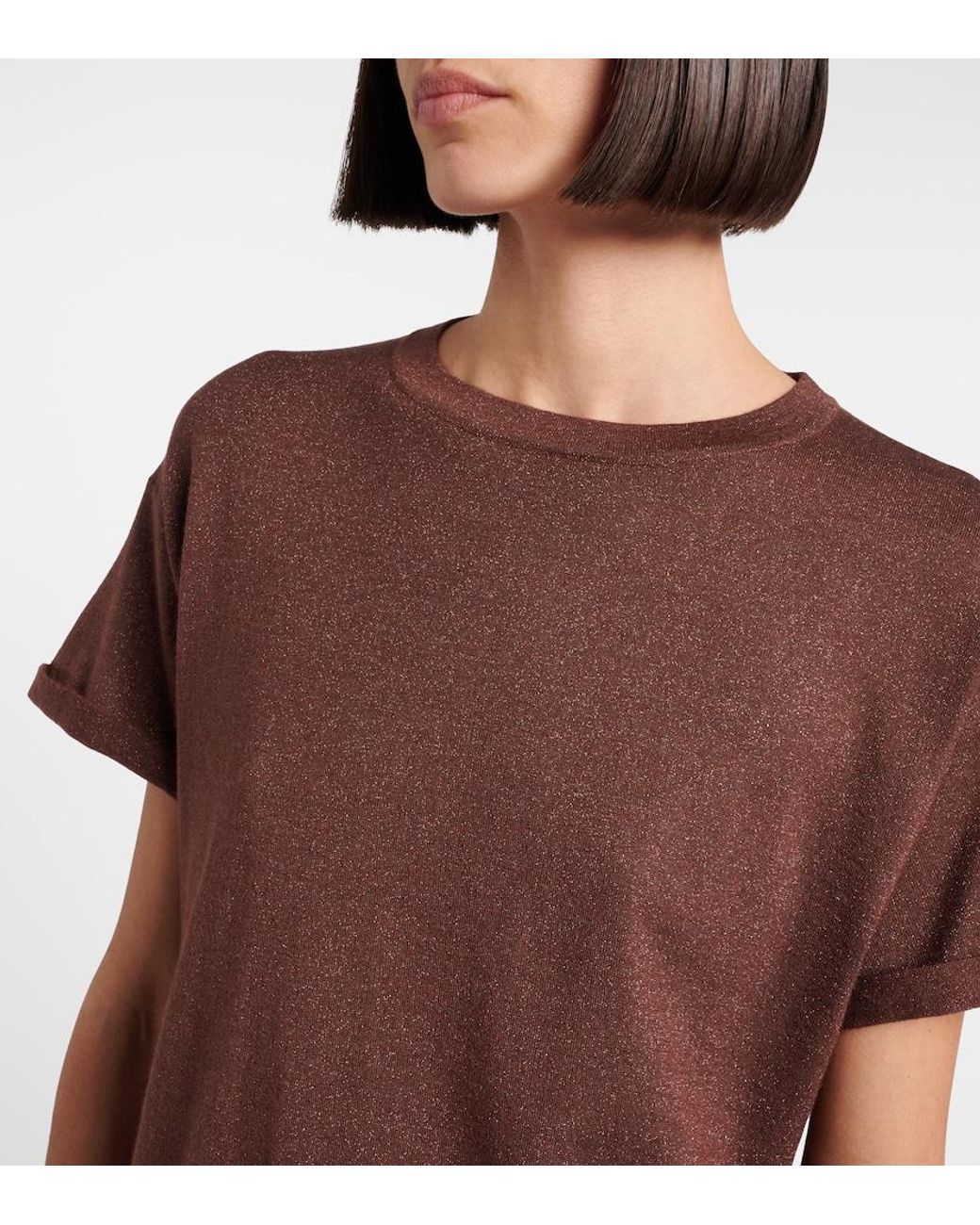 Brunello Cucinelli Brown Cashmere And Silk-Blend Lame Sweater
