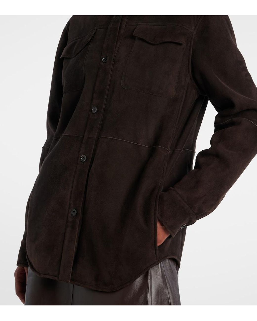 The Row Brown Gwena Suede Overshirt
