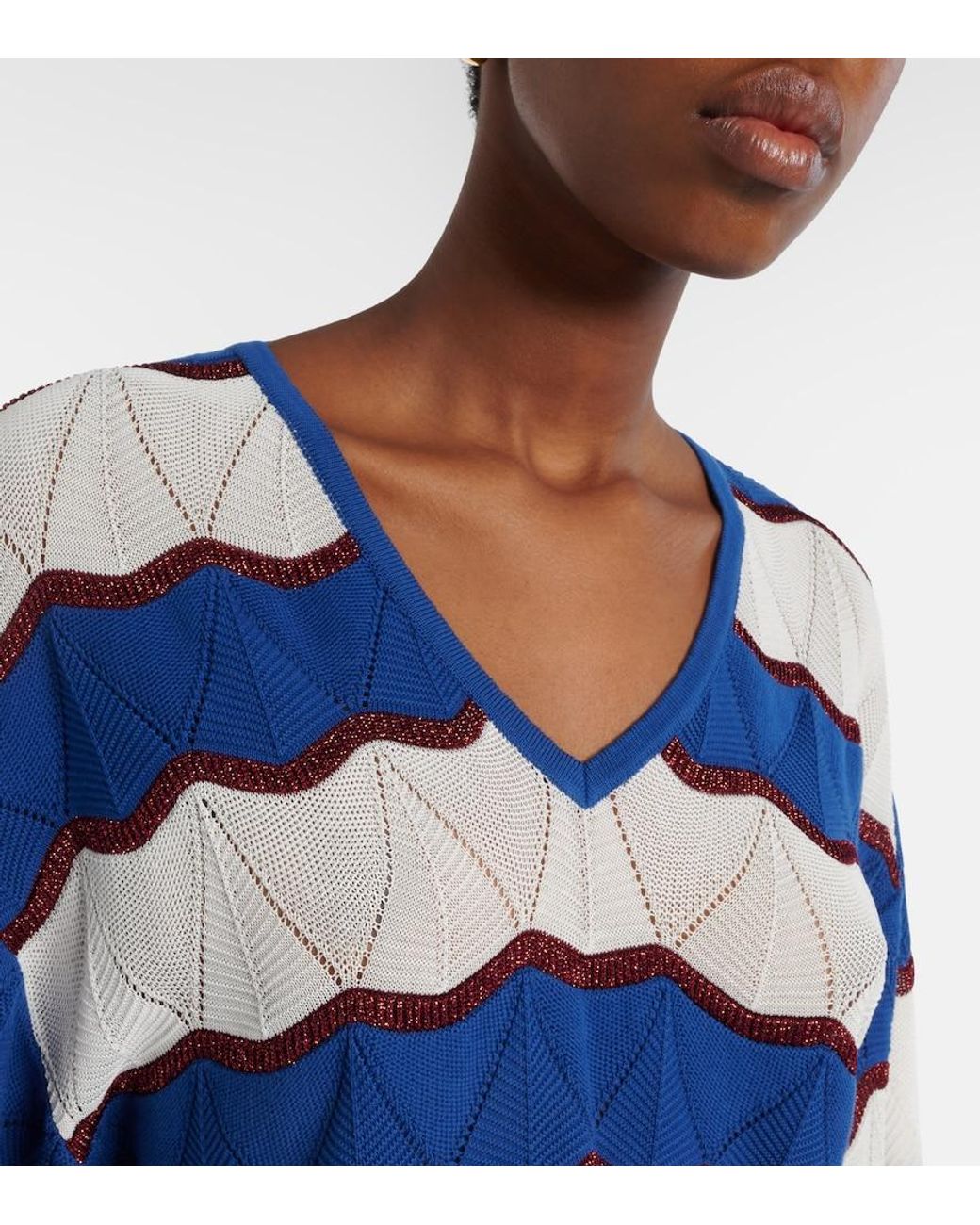 LaDoubleJ Blue Hang Ten Striped Cotton-Blend Top
