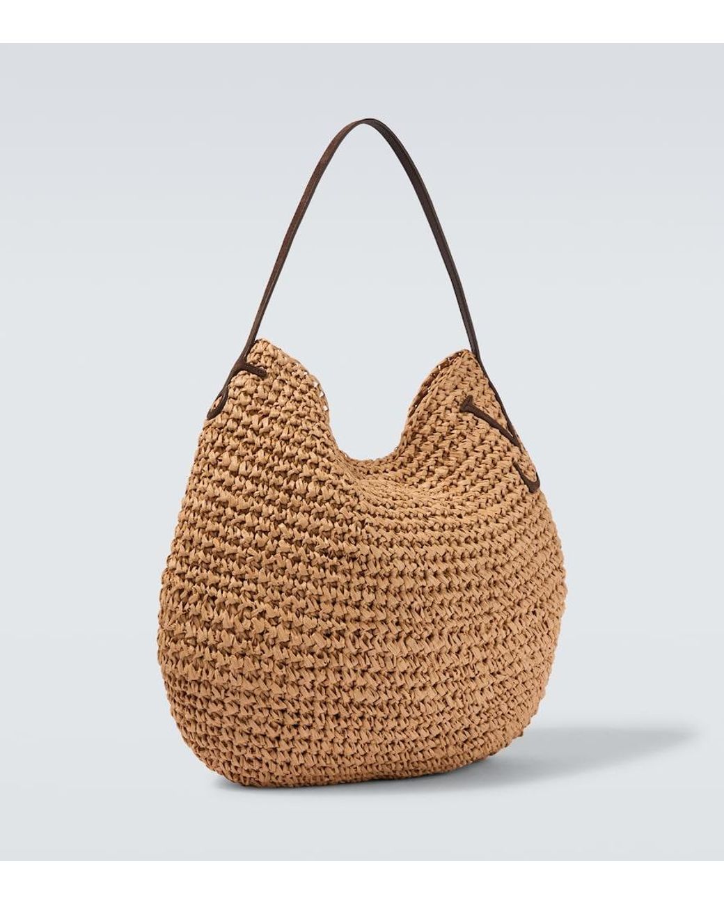 J.W. Anderson Brown Bulb Xl Suede-Trimmed Raffia Bucket Bag for men