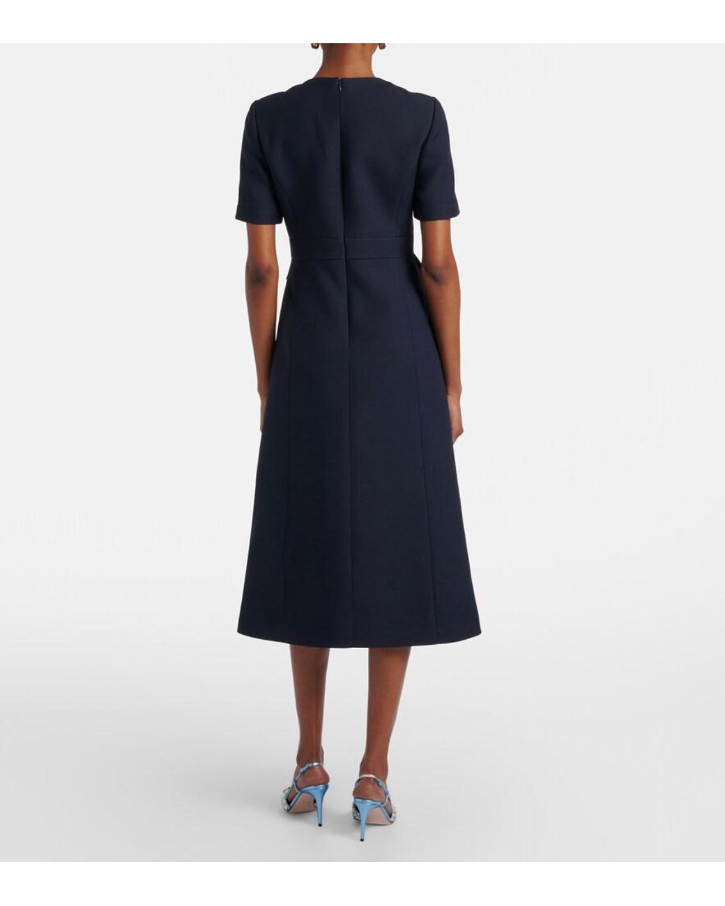 Valentino Garavani Blue Crepe Couture Vgold Midi Dress