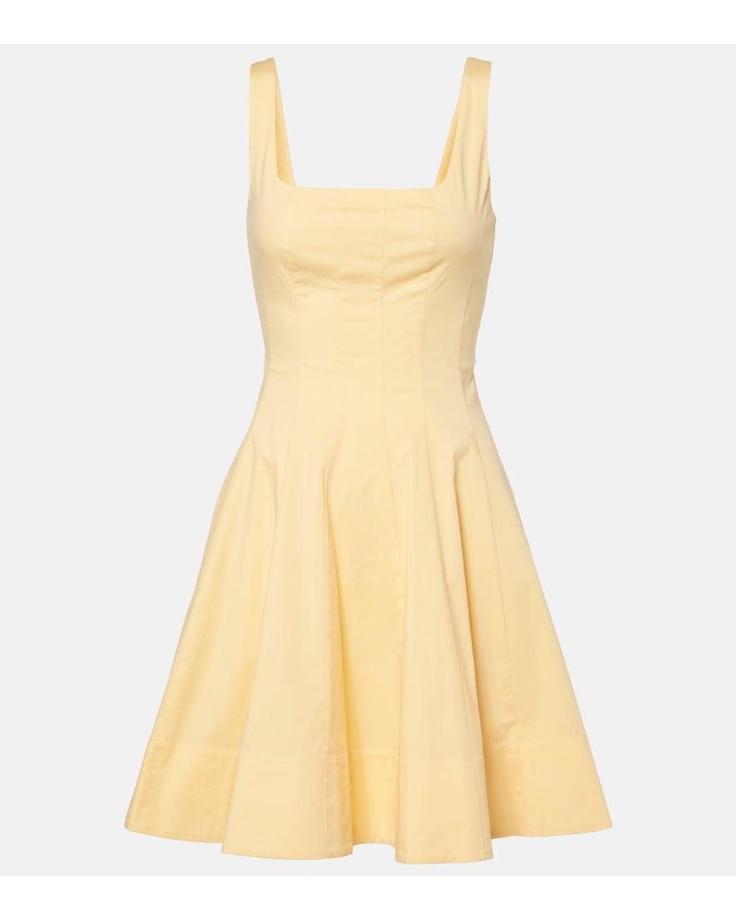 Staud Yellow Romy Gathered Cotton Minidress
