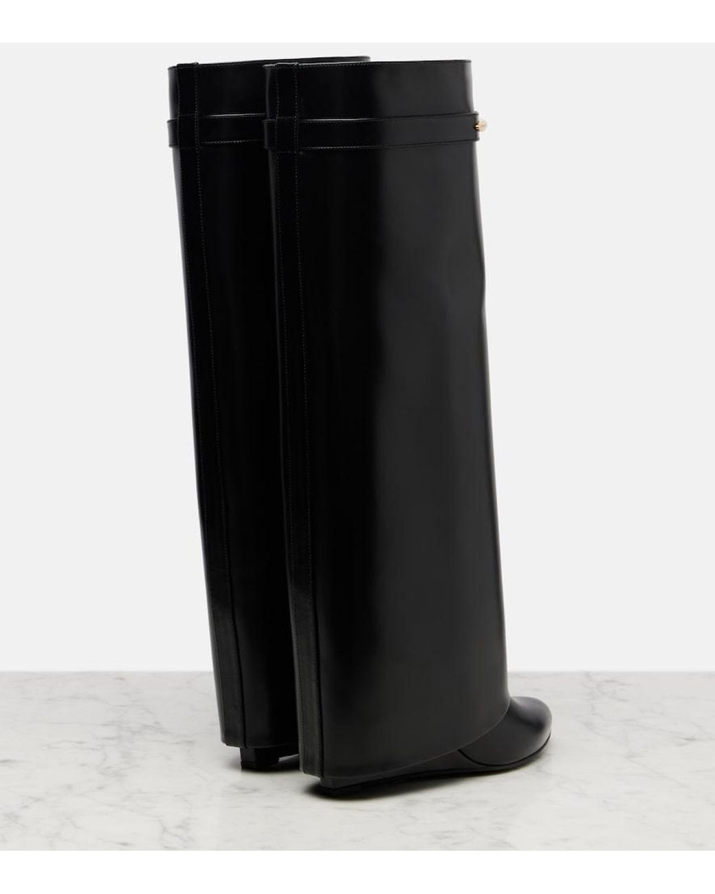 Givenchy Black Shark 95 Leather Knee-High Boots