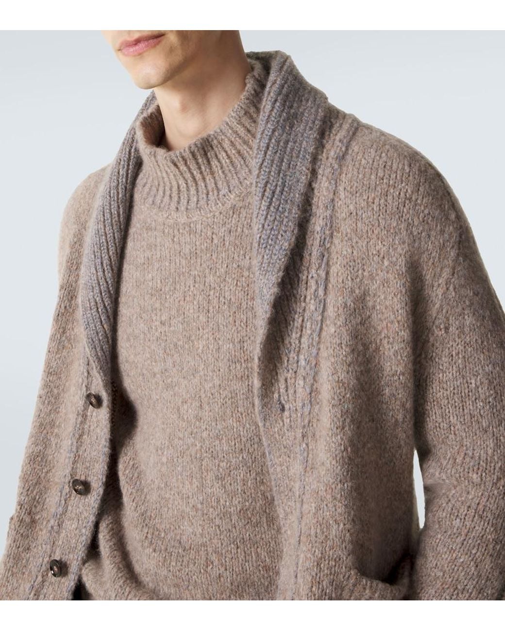 Brioni Gray Cashmere And Silk Cardigan for men