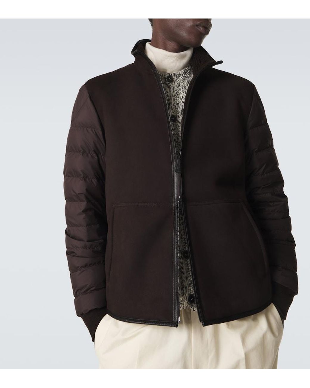 Moncler Brown Reversible Shearling Down Jacket for men
