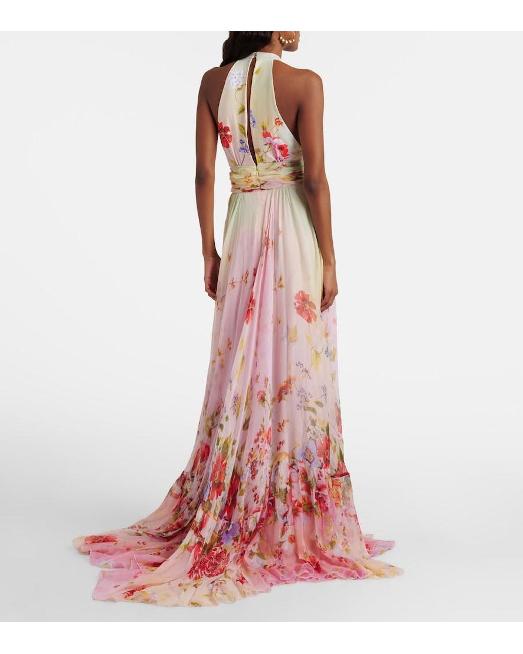 Roberto Cavalli Red Floral Silk Gown