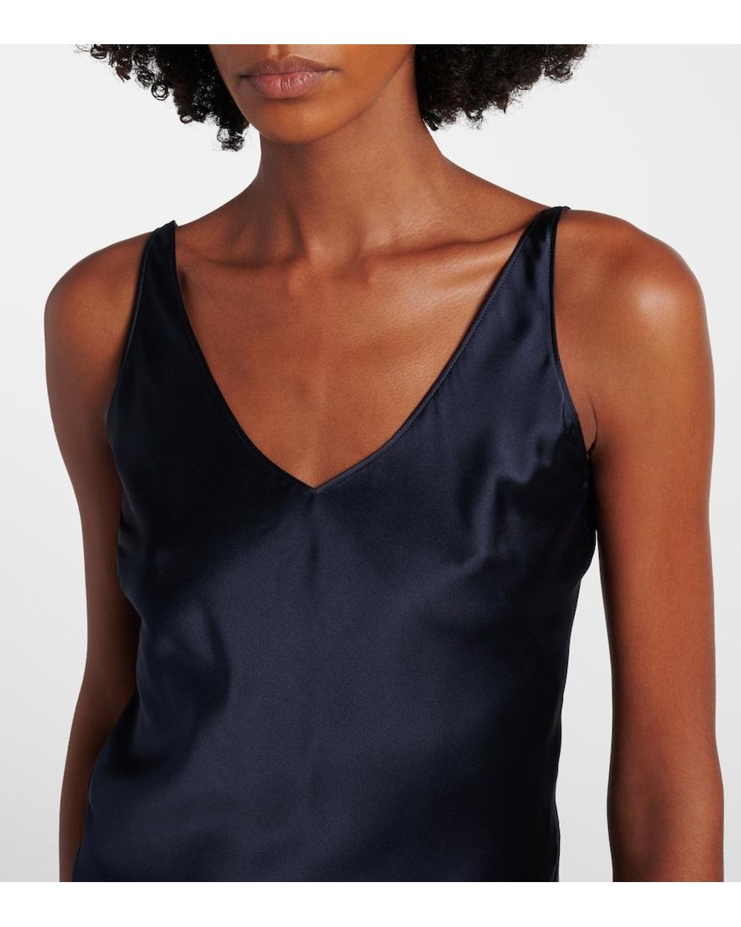 Dorothee Schumacher Blue Sense Of Shine Silk-Blend Satin Top