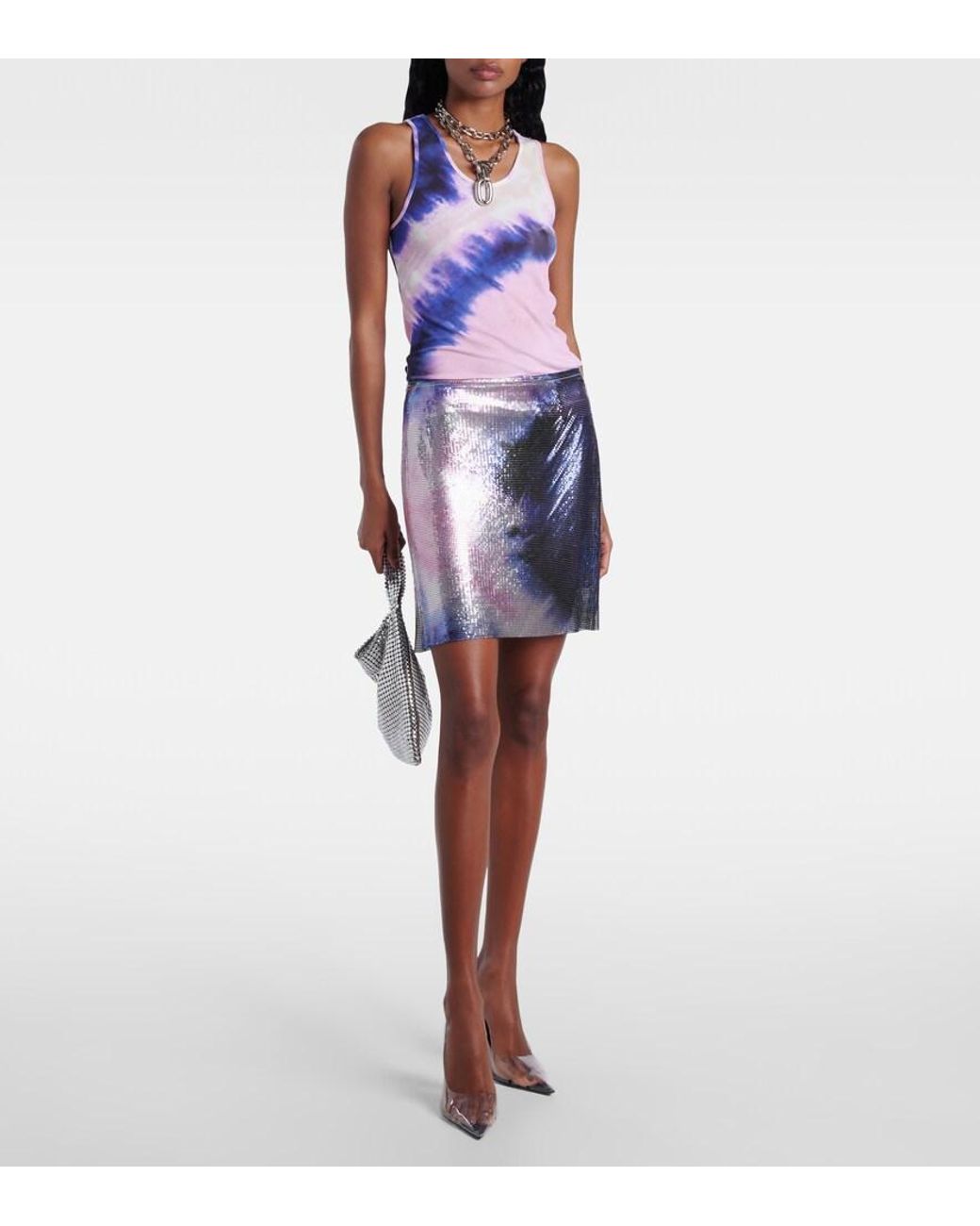 Rabanne Blue Tie-Dye Miniskirt