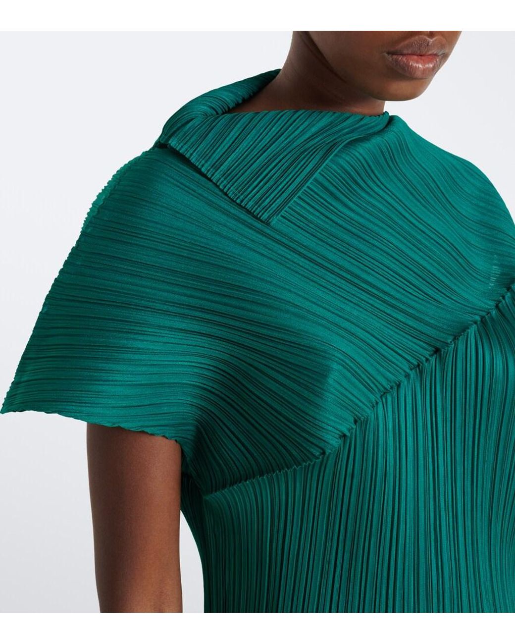 Pleats Please Issey Miyake Green Leap Pleated Top