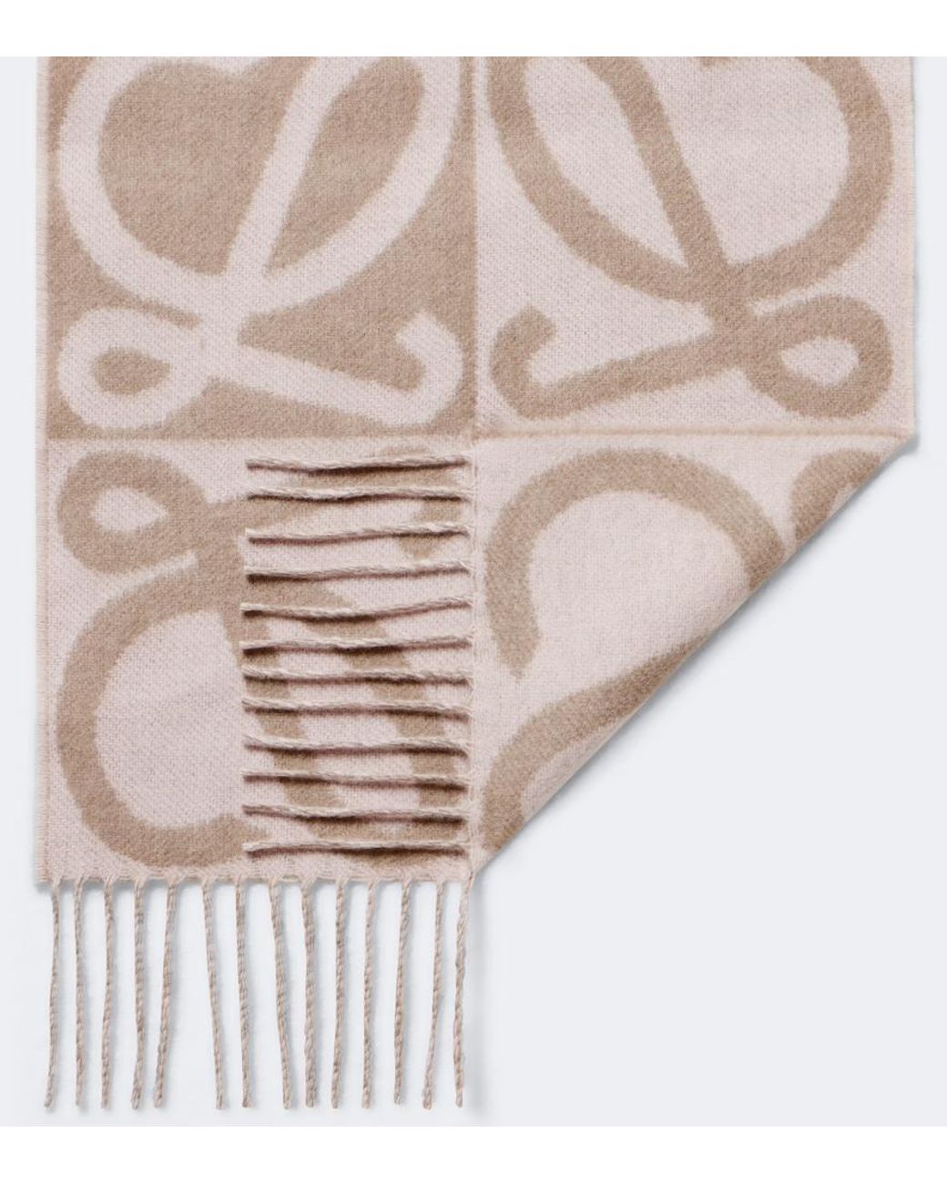 Loewe White Anagram Wool And Cashmere Scarf