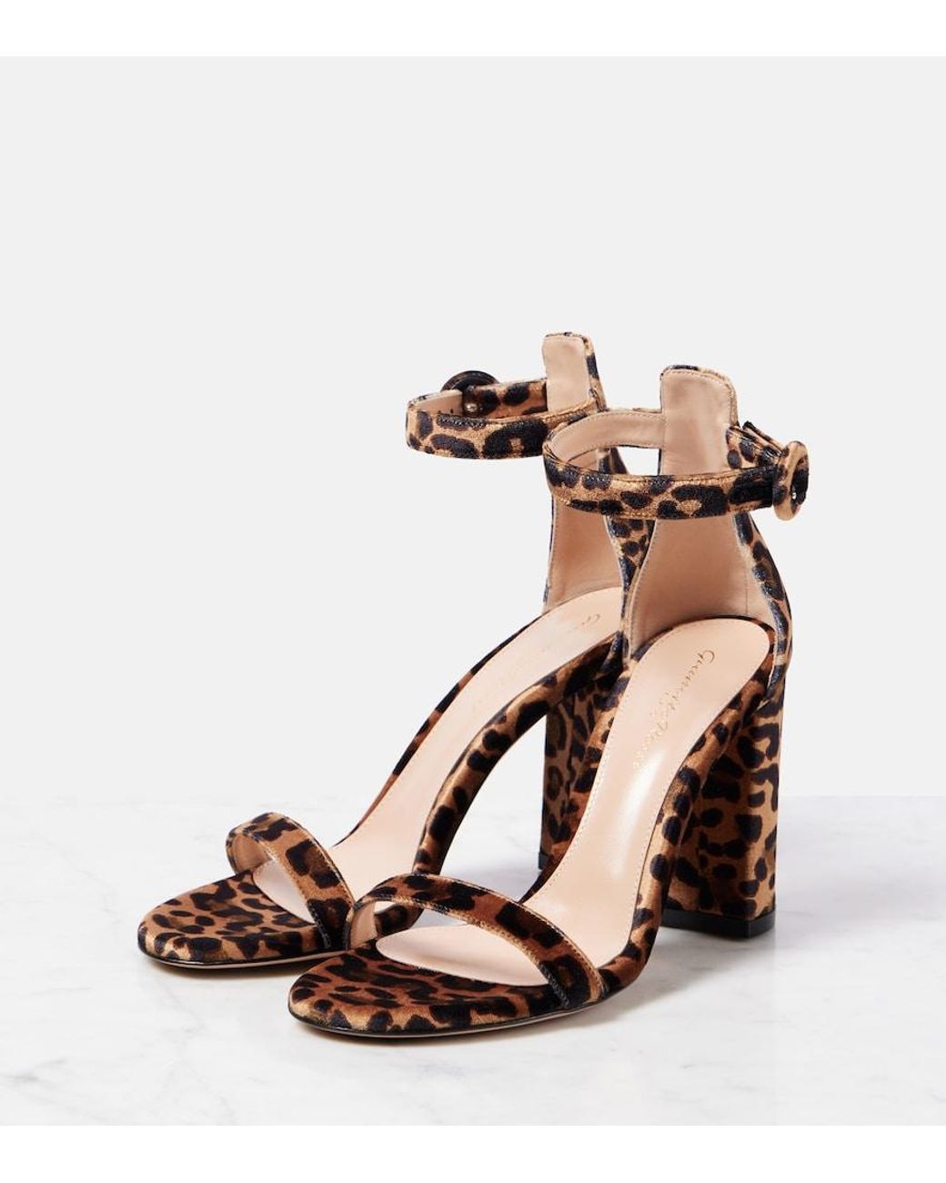 Gianvito Rossi Brown Gaeta 95 Leopard-Print Velvet Sandals