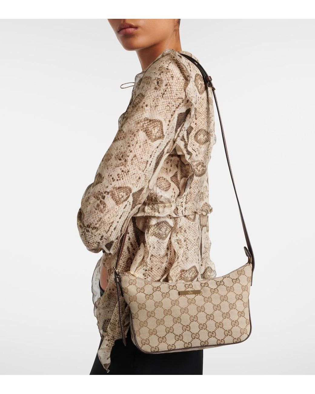 Gucci Brown Lady Lunetta Small Gg Canvas Shoulder Bag