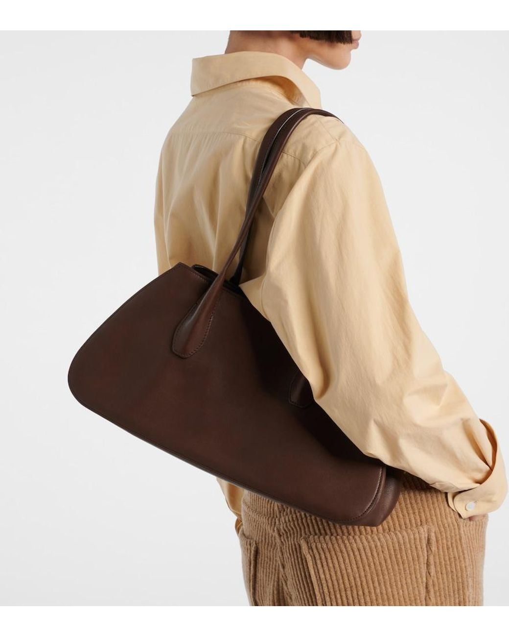 The Row Brown Schultertasche Alger Medium Aus Leder